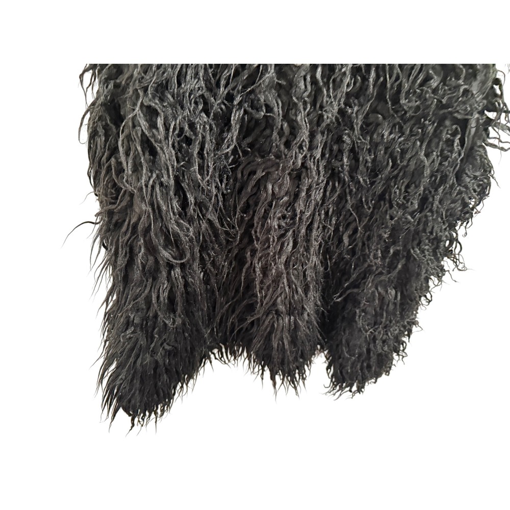 Wet Seal Womens Black Faux Fur Shag Vest Medium Sleeveless Hook Eye Closure - Picture 12 of 13